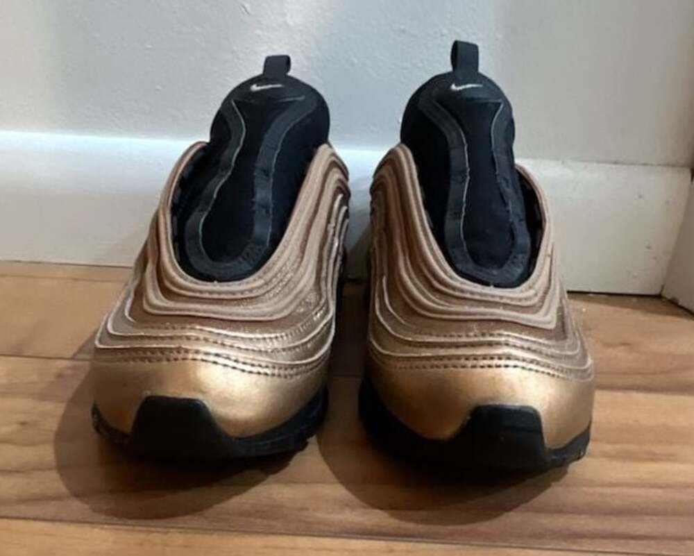 Nike Women's Air Max 97 Metallic Copper Bronze Running Shoes and no laces